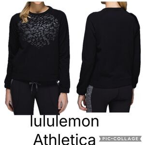 (C1) lululemon Athletica Women's Crew Neck Sweater Size L,Black Animal Print